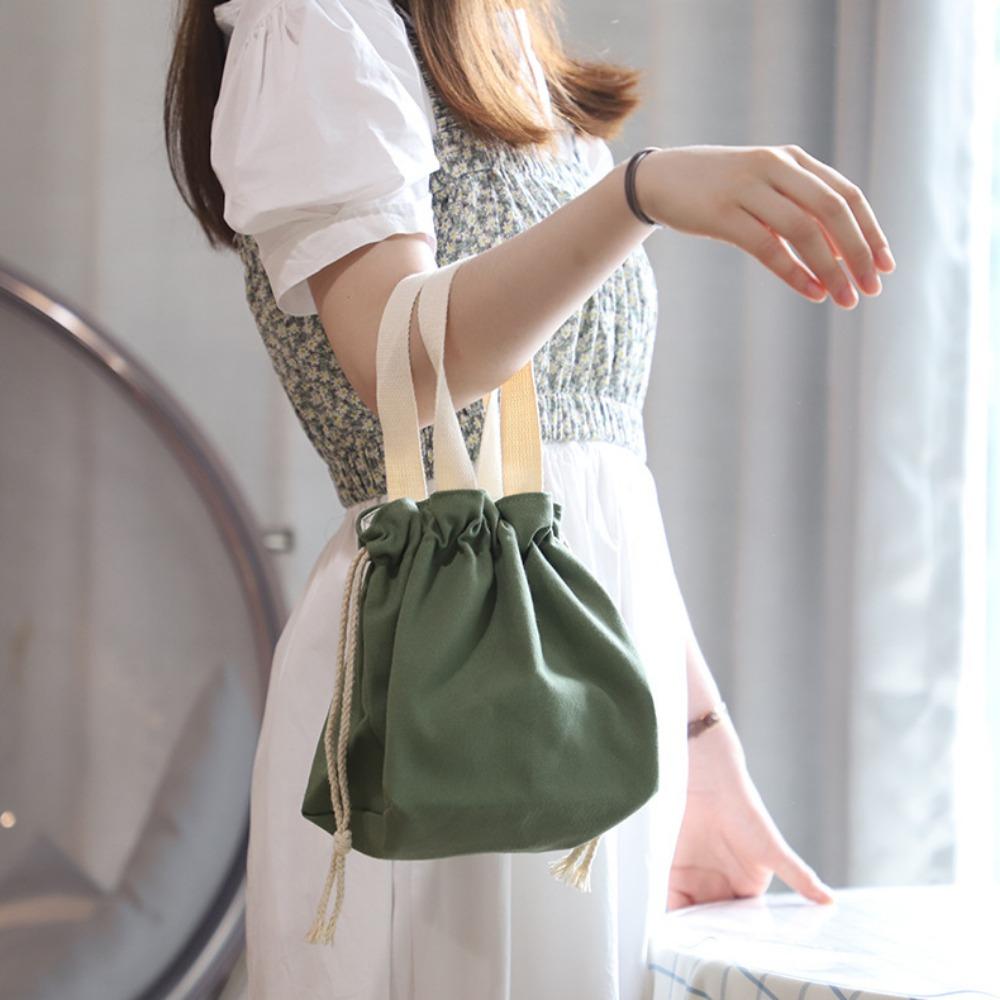 Kawaii Drawstring Storage Bag Solid Color Portable Toiletry Bags Sweet Cartoon Cosmetic Bag  Girls