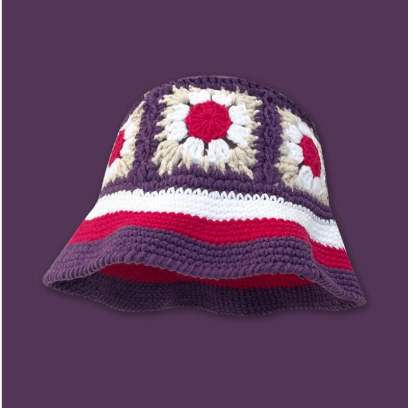 2023 Autumn New Crochet Korean Handmade Bucket Hat Women Weaving Knitted Hat Y2k Fashion Flowers Autumn Winter Beanies Basin Cap
