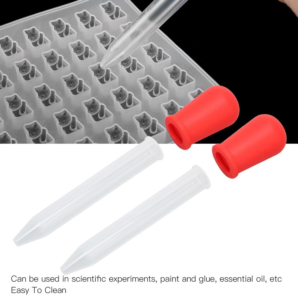 2pcs Multifunctional Transfer Pipette Silicone Calibrated Liquid Dropper for Laboratory DIY ArtRed