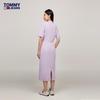 TOMMY JEANS Women's V-Neck Slimming Pique Cotton Long Dress