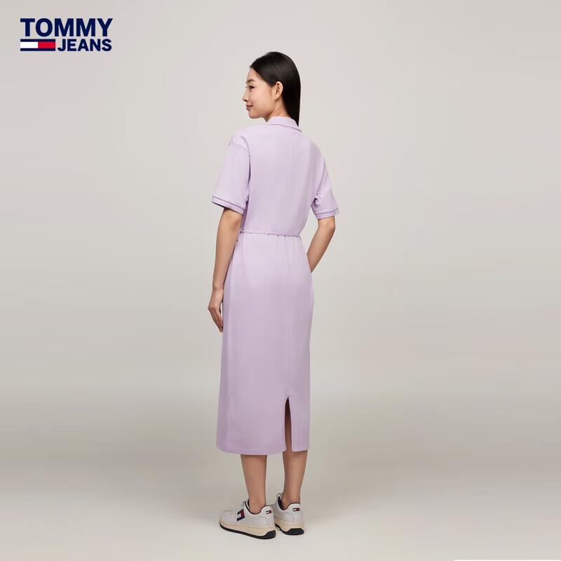 TOMMY JEANS Women's V-Neck Slimming Pique Cotton Long Dress