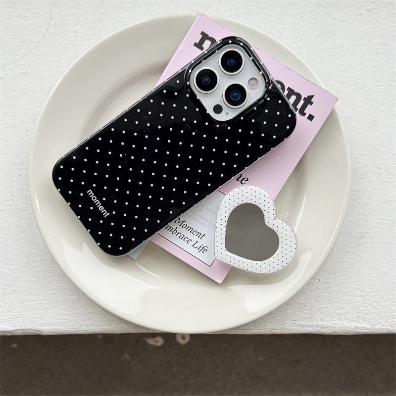

Polka Dot Heart Mirror Stand for iPhone 17/16ProMax/15/14 Cases iPhone 14 Pro