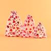 20pcs Love Heart Valentine's Day Gift Bag Organza Bronzing Gift Bag Mesh Candy Pouches  Wedding