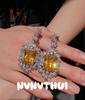 Nvnvacc Heart Tip Fritillary Love Gemstone Ring Haute Couture Jewelry, Heart Sparkling Pearl Earrings Set