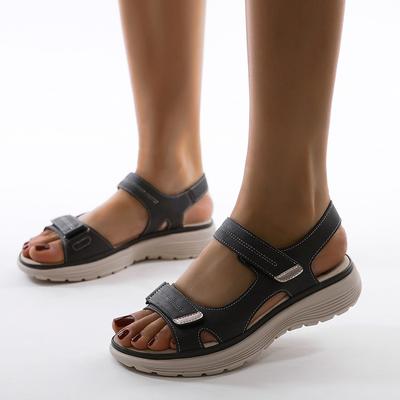 Women'S Sandals Summer Roman Style Open Toed Adhesive Strap Breathable Soft Sole Wedge Sandal For Womens Streetwear Cool Shoes