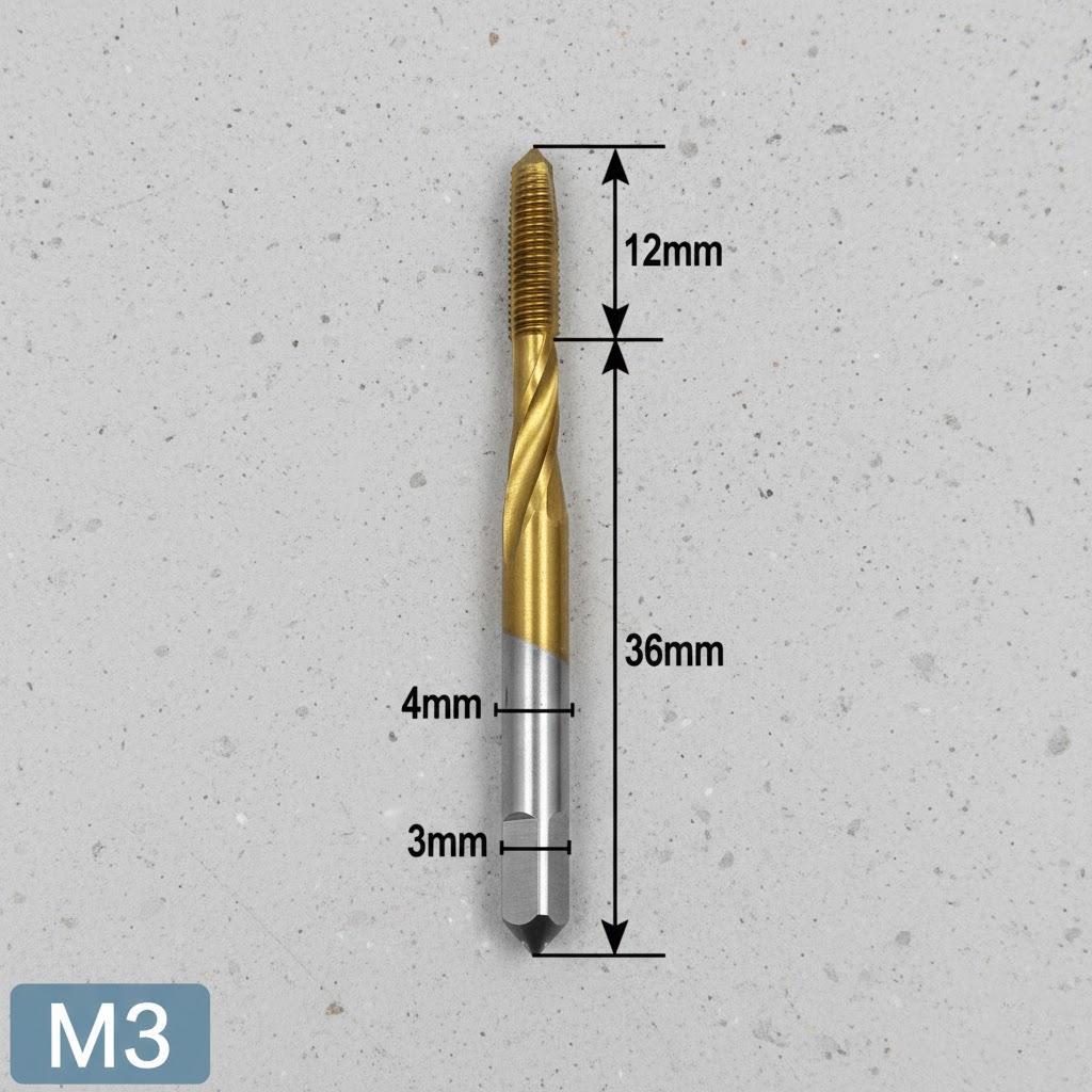 

1PC 5PCS Titanium Coated Metric Tap Drill M3 M4 M5 M6 M8 HSS Spiral Flute Hand Tap Set for Thread Cutting Tapping Tool