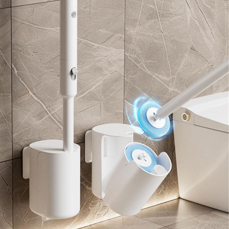 Automatic Spin Toilet Scrubber Motorized Toilet Brush Wall Mounted Design Replaceable Brush Head for Deep Cleaning