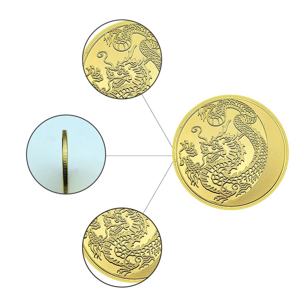 Russian zodiac the Year of the Loong commemorative coins, gold-plated commemorative medals, handicraft coins, Soviet Union foreign coins collection