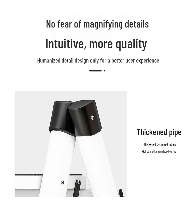 Telescopic Carbon Steel 3-Step Folding Ladder Stool with Storage