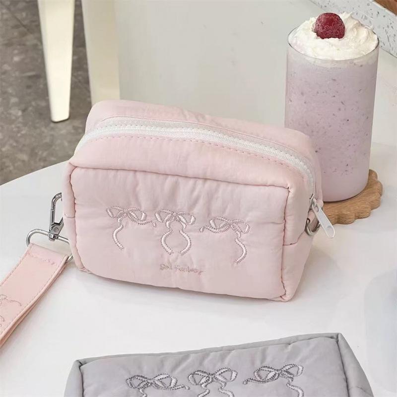 

Minimalist Korean Camera & Makeup Bag with Japanese Embroidered Butterfly Design