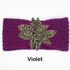 Crystal Beaded Flower Knit Headband For Women Winter Wool Ear Warmer Hairband Turban Headwrap Hair Accessories Bandeau