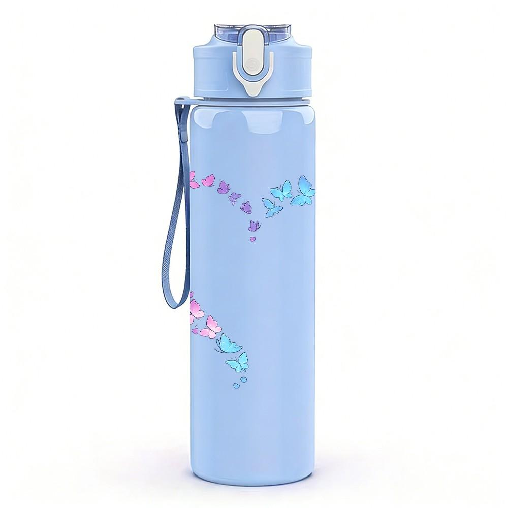 1PC Glitter Pastel Broken Heart Print 750ml Color Plastic Sports Water Bottle Leakproof Flip Straw Lid Suitable for Sports Office Home Use