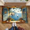 Mediterranean Ocean View Art Printed Door Mat Non-Slip Soft Floor Rug for Entryway Living Room Bedroom Home Decorative Carpet