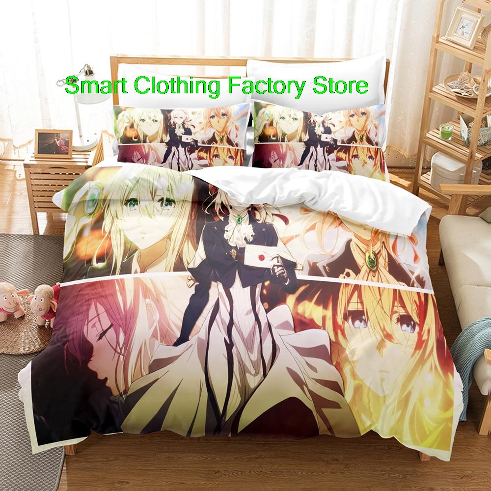 Comforter Single Twin Full Queen King Size Bed Set Teenagers Bedroom s Fashion Bed Violet Evergarden Bedding Set