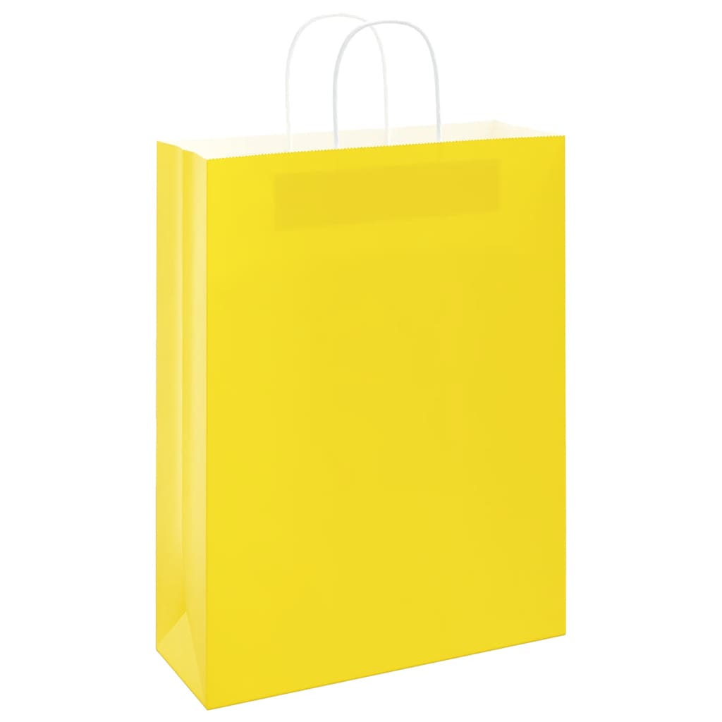 Paper Shopping Bags 250 pcs with Handles Yellow 32 x 12 x 42 cm