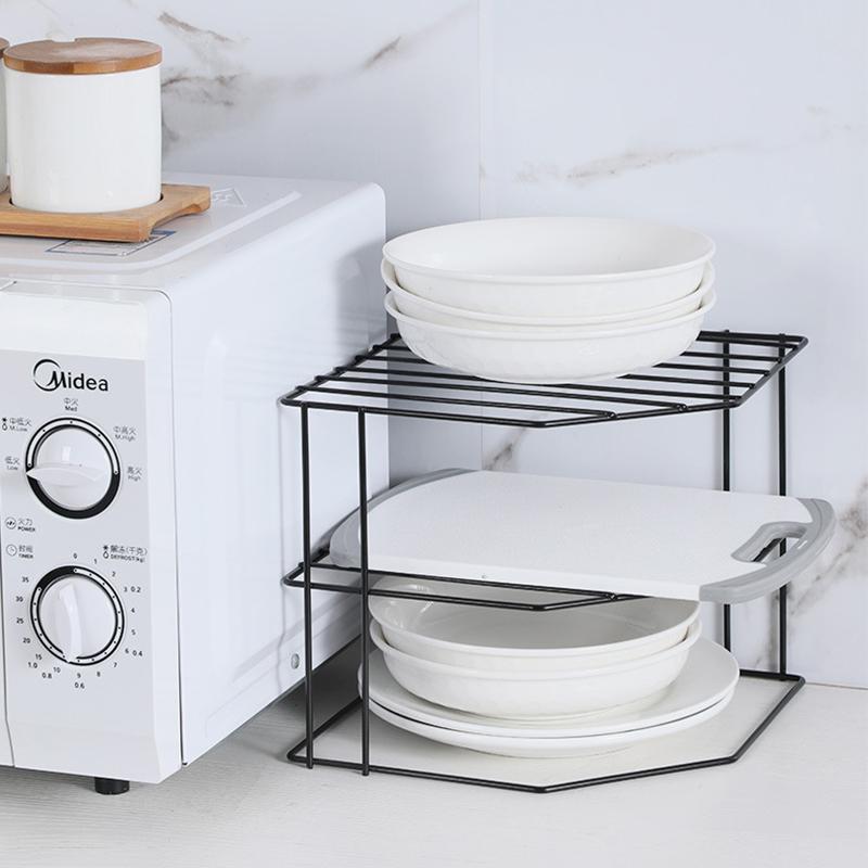 3 Layers Dish Drying Rack Kitchen Organizer Corner Shelf Pot Non Punching Storage Table Rack Under Sink Storage Rack
