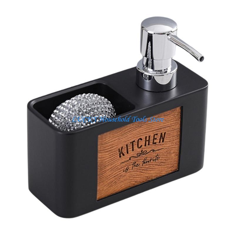 J0MC Bottle and Sponge Holder 2in1 Kitchen Soap Dispenser with Sponge Holder