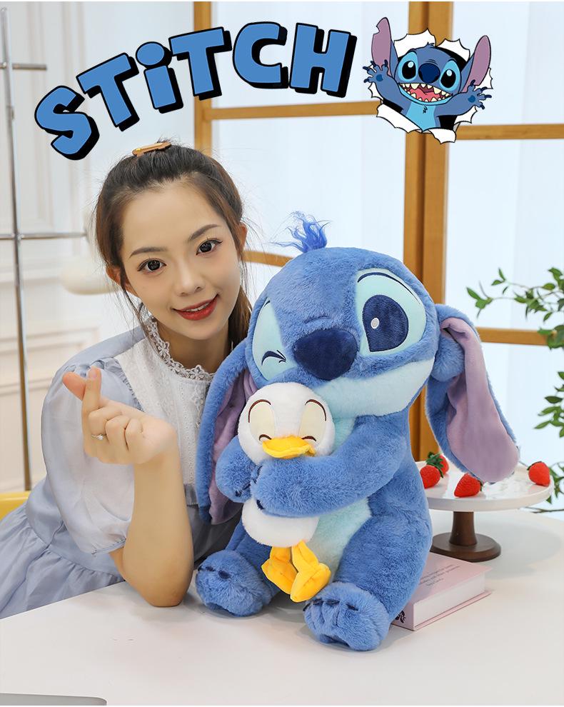 Stitch Holding Little Duck Plush Toy - Cute Children's Doll Pillow