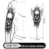Adesivo Tatuaggio Completo per Braccio Uomo: Design Realistico Impermeabile, Motivo Tigre e Teschio