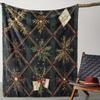1pc Vintage Christmas Plaid Holly Envelope Pattern Printed Blanket - Soft and Comfortable Flannel, Polyester Fabric, Digital Printing, Suitable for So