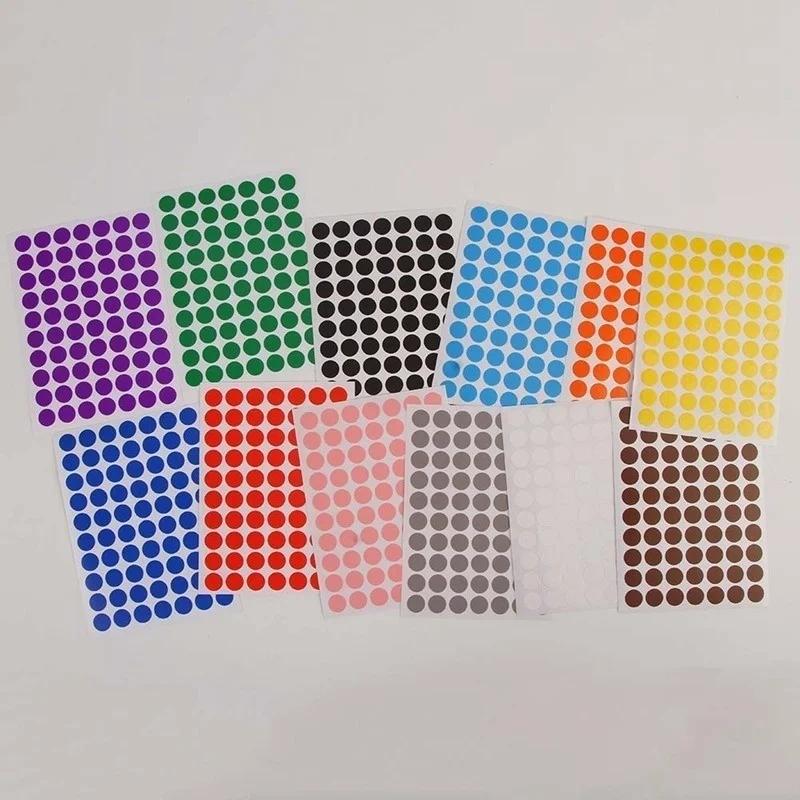 4Sheets 10mm Round Stickers Assorted Colors Colored Sticker Dots Coding Circle Dot Labels Diameter
