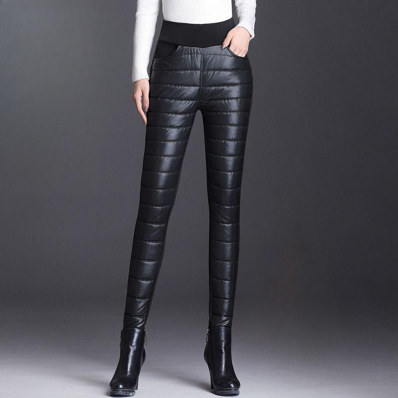 

Зимние женские хлопковые брюки с утолщенной подкладкой и высокой талией, верхняя одежда большого размера для мам среднего и пожилого возраста, теплые хлопковые брюки, хлопковые брюки 4XL чёрный