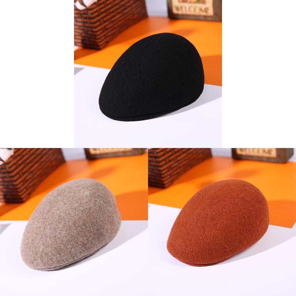 Wool Felt Beret With Short Brim For Autumn Winter Men And Women
