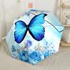 Blue Butterfly Floral Circle Outdoor Automatic Umbrella Compact 8 Rib Design Sturdy Construction for Outdoor Daily Use Compact Folding Umbrella