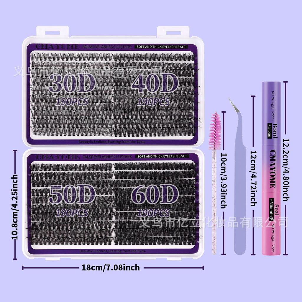 Natural 760 Cluster False Eyelashes - Curved Segmented & Self-Adhesive Individual Lashes