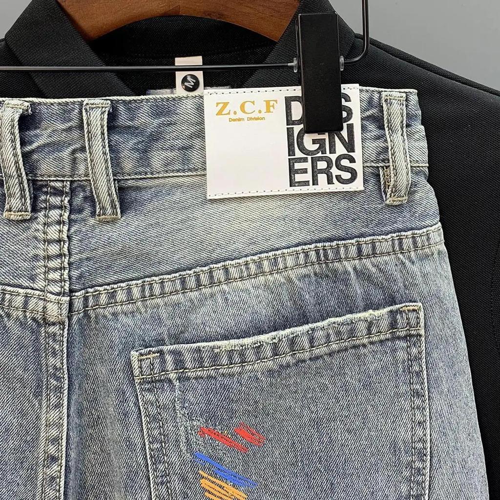 Man Denim Shorts Graphic Hip Hop Multi Color Short Jeans Pants for Men Korean Fashion Xl Vintage Thin Trend Summer Jorts