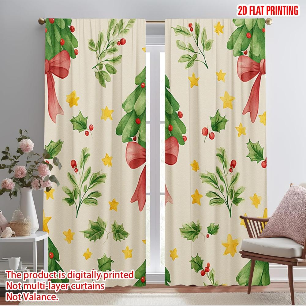 

2pcs,2D plane printing Window Curtain Christmas tree butterfly Durable Polyester (without rod) Gifts for Living Room & Office 52.50×116.00 CM 2pcs