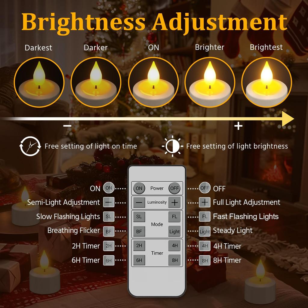PChero Rechargeable LED Candles with Timer, USB Rechargeable Flameless LED Tealights, Energy-Saving, Set of 6, for Indoor and Outdoor Decoration,