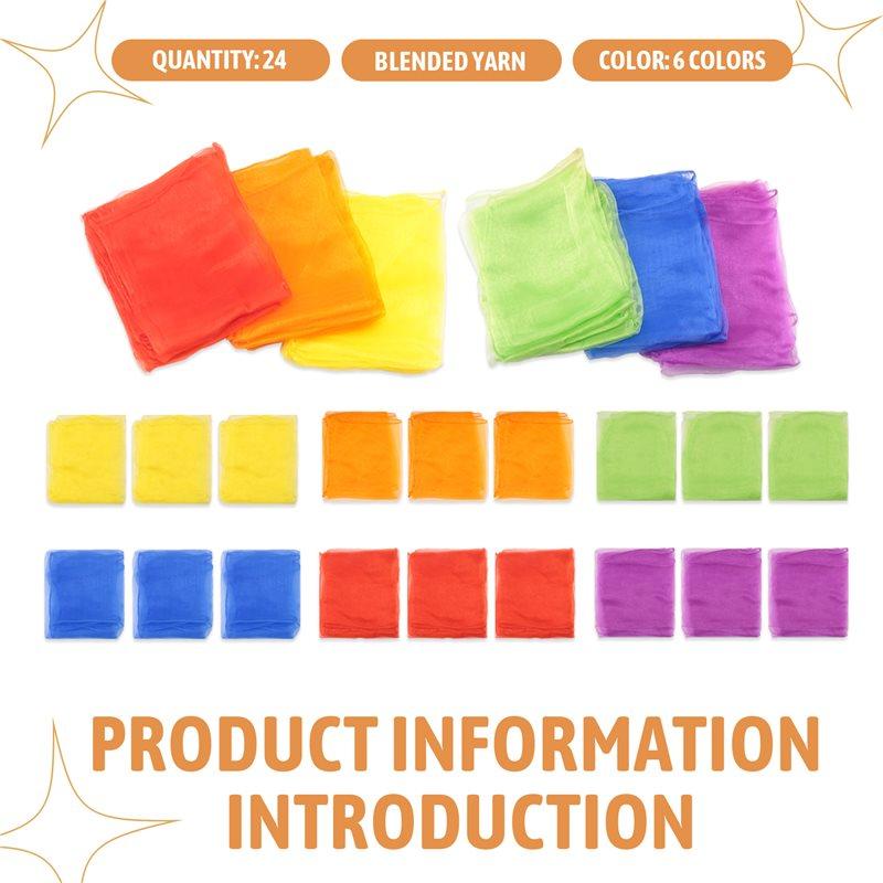 A71Z 24 szt. Chusty do żonglowania dla dzieci, Chusty do tańca i muzyki, Chusty do ruchu, Chusty rytmiczne dla dzieci, Ruch