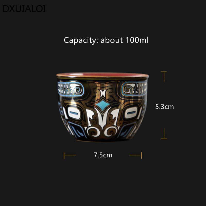 Ceramic master cups Chinese Antique Jinyincuo Enamel Tea Cup Kung Fu tea set single cup Tea cup with gift box High quality Gifts