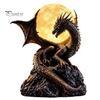 Resin Dragon Sculpture Gothic Moon Statue Lamp, Figurine LED Night Light, Unique Ambient Lighting Sculptural Table Lamp for Room Fantasy Decor, Lovers