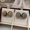 French Retro Minimalist Luxury Round Leaf Flower Stud Earrings Niche Design Sense Temperament Versatile Earrings Foreign Style