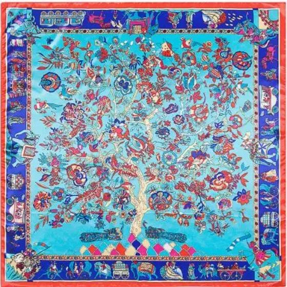 New Oil Painting Floral Print Women Silk Scarf Large Square Scarves Female Bandana Fashion Ladies Hijab Kerchief Scarves