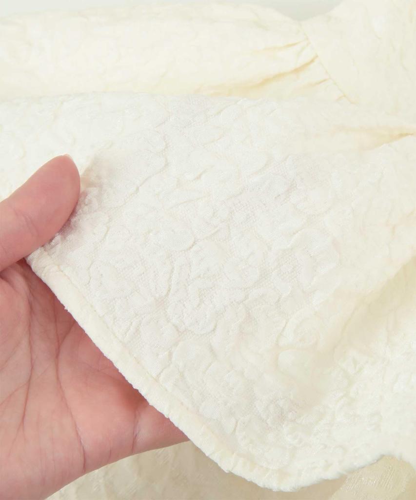 Bulge Jacquard Peplum Design Tops ADXP4075 S Ivory [Titty Bait] Women's