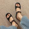 Krazing Pot Microfiber Med Heels Polka Dot European Design Outside Slippers Flip Flop Summer Size 43 Size 42  Women Sandals