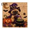 Halloween Party Supplies Cat Faux Pearl Painting Art Kit, Spooky 3D Beads Crafting Kits for Beginners Crafts, Cute Witch Gem Wall Adults, Craft Lovers