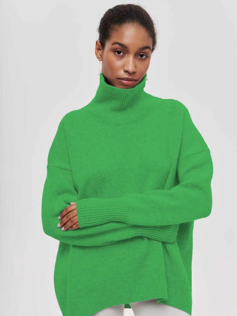 2023 Trendy Women's High Neck Loose Sweater - European & American Style for Autumn/Winter Parties