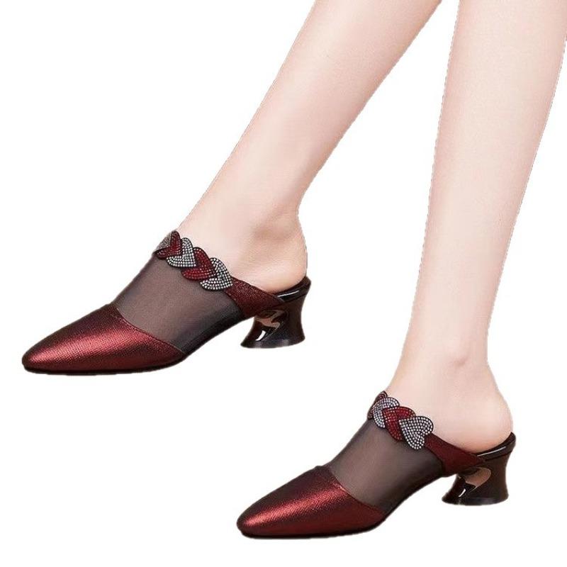 Baotou Shoes and Slippers, New Style Shoes with Thick Heels and Medium Heels, Women's Sandals