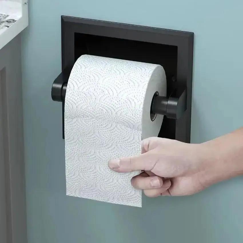 2025 New Toilet Paper Holder with Mounting Bracket Bathroom Wall Mount  Black Metal Toilet Paper Holder Recessed
