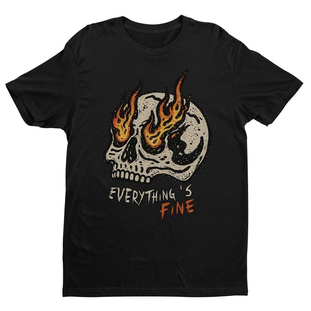 Retro Everything Is Fine Skull Unisex T-shirt | Skull Lover Gifts for Men S разноцветный