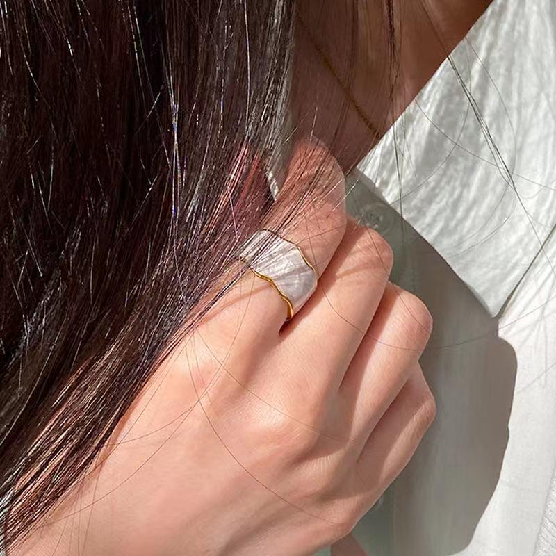 Korean Style Colorful Handmade Enamel Glaze Irregular Ring for Women