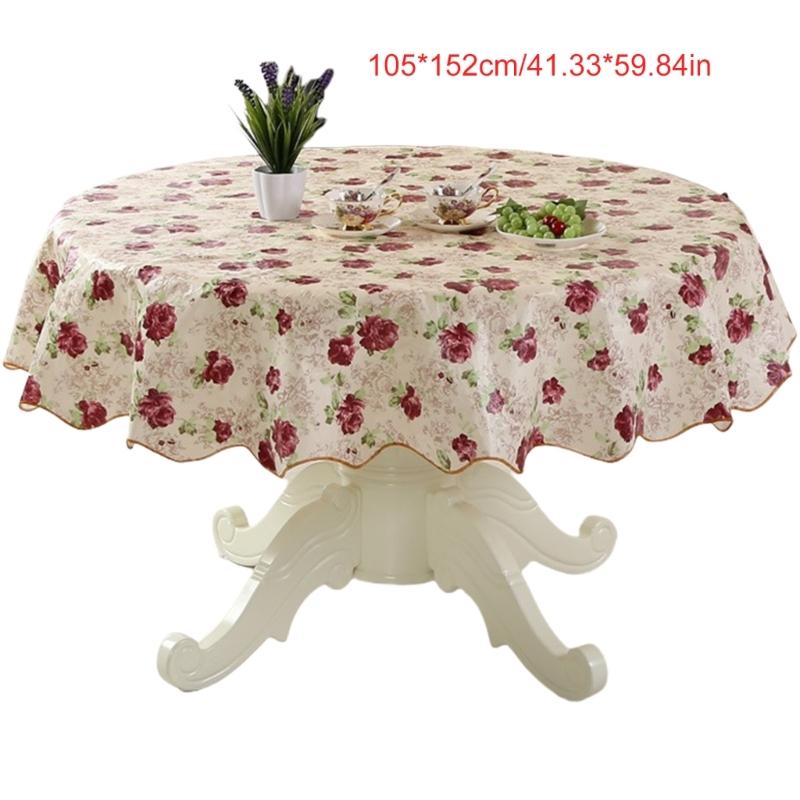 Florals Pattern Tablecloth Oilproof Waterproofs Easy Cleaning Round Table Cover for Home Restaurant Decors Table Cloth