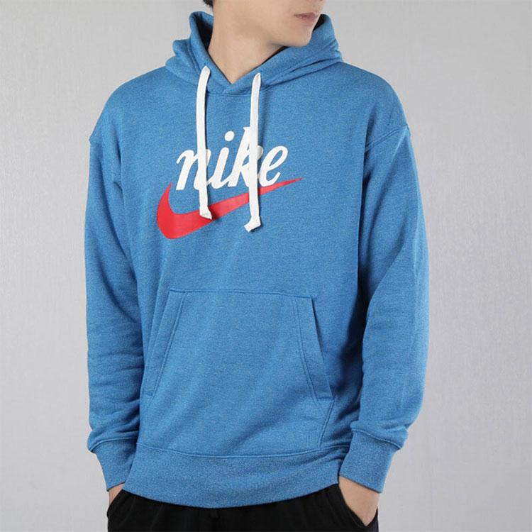 Nike Logo Chest Loose Fit Pullover Hoodie Men Tops Blue BV2934-484