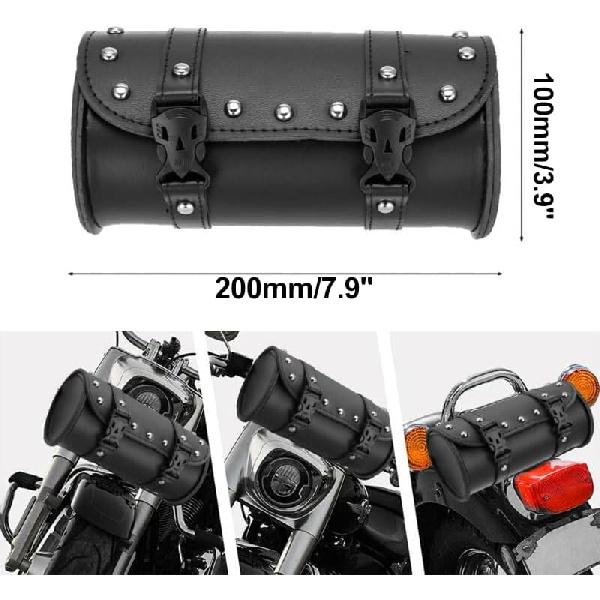 Motorcycle Tool Bag Universal Fork Bag PU Leather Saddlebag Front Fork Handlebar Sissybar Storage Roll Pouch for Harley Davidson Dyna Softail
