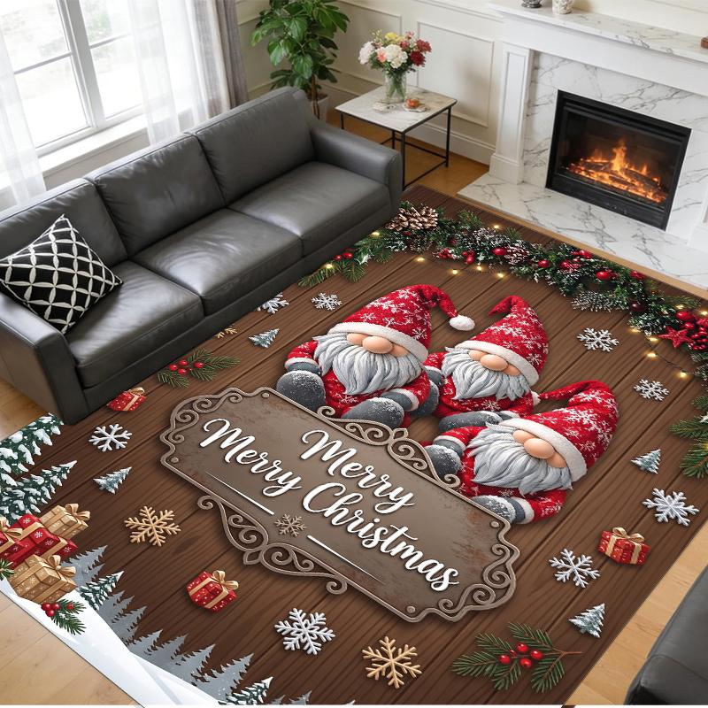 Christmas Printed Square Area Rug Soft Non Slip Floor Carpet For Bedroom Holiday Gift