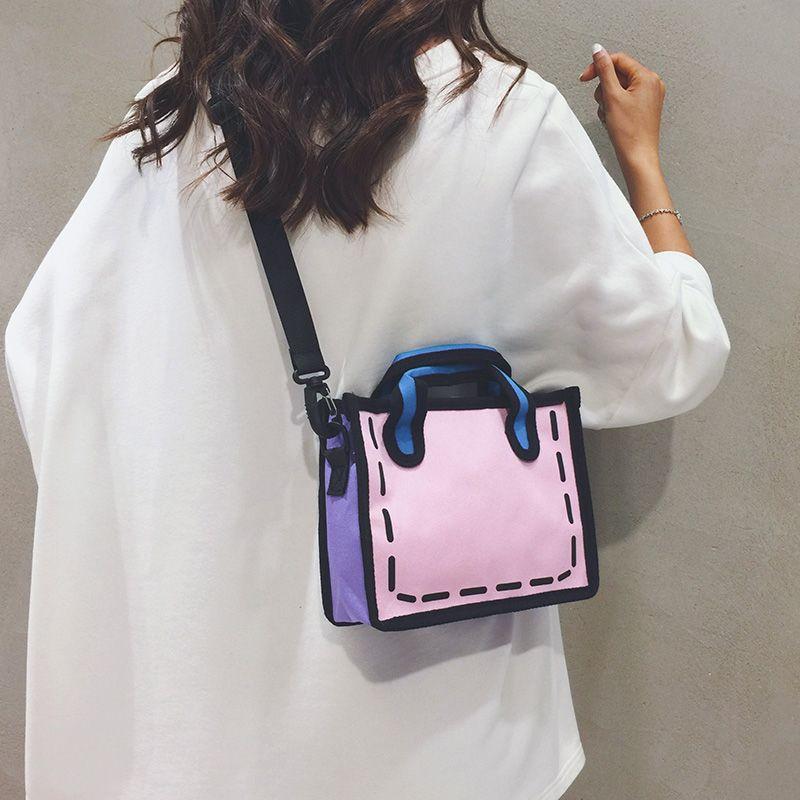 

Women s Mini Cartoon Handbag Canvas Bag Pink